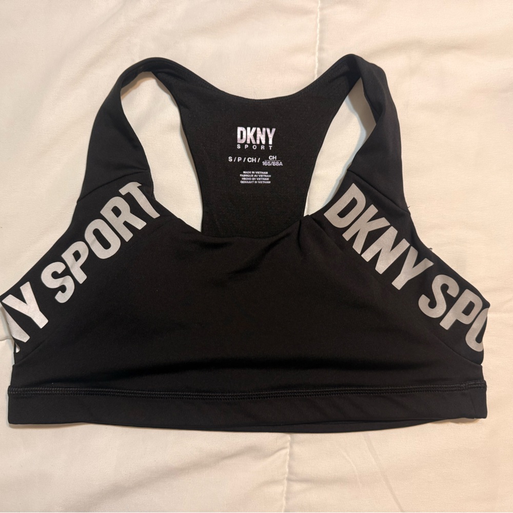 DKNY Black Sports Bra with White Logo